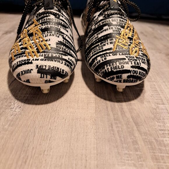 ADIDAS Adizero 8.0‎ White Black Metallic Gold Molded Football Cleats Size 10.5 main image 13